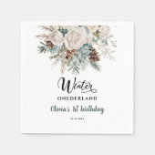Evergreen Winter Onederland Erster Geburtstag Serviette (Vorderseite)