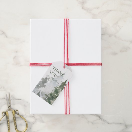 Evergreen Winterwald Danke Geschenkanhänger (Mit Garn)