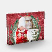 Evergreen Wreath in Roter Weihnachten Fotoblock (Links)