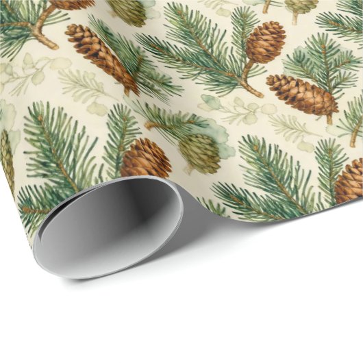 Evergreens and Cones Geschenkpapier (Rolleneckpunkt)