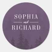 Evergreens Forest Lila Wedding Umschlag Aufkleber (Vorderseite)