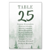 Evergreens im Fog Forest Green Guest Names Tischnummer (Vorderseite)