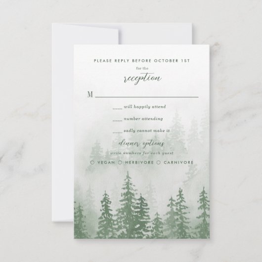 Evergreens im Fog Forest in Green Wedding RSVP (Vorderseite)