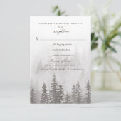 Evergreens im Fog Forest in Grey Wedding RSVP Karte (Stehend Vorderseite)