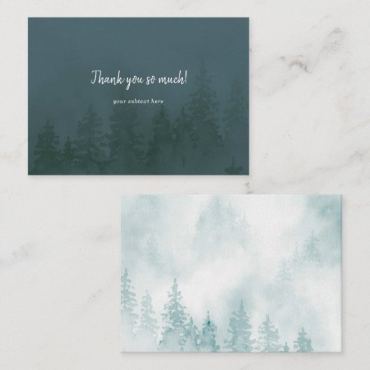 Evergreens im Foggy Forest Dark Aquamarin Mitteilungskarte (Vorne/Hinten)