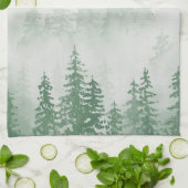 Evergreens im Forest Foggy Mountain in Green Geschirrtuch (Gefaltet)