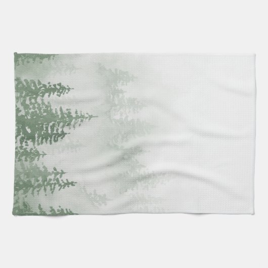 Evergreens im Forest Foggy Mountain in Green Geschirrtuch (Horizontal)