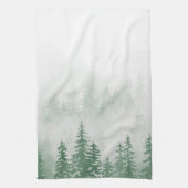 Evergreens im Forest Foggy Mountain in Green Geschirrtuch (Vertikal)