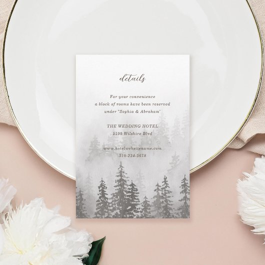 Evergreens in Fog Forest Gray Brown Begleitkarte