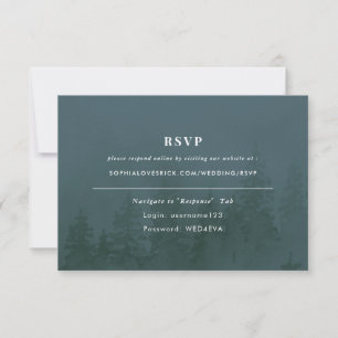 Evergreens in Foggy Forest Blue RSVP Karte