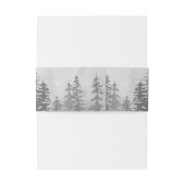 Evergreens in Forest Fog Mountain Monogram Gray Einladungsbanderole (Rückseitenbeispiel)