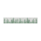 Evergreens in Forest Fog Mountain Monogram Green Einladungsbanderole (Flach)