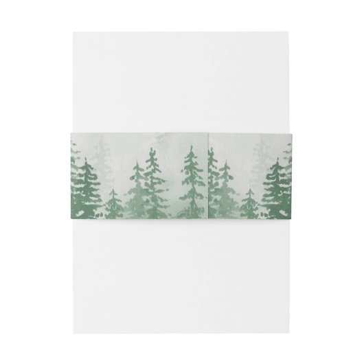 Evergreens in Forest Fog Mountain Monogram Green Einladungsbanderole (Rückseitenbeispiel)
