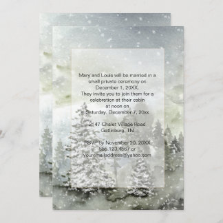 Evergreens Snow Mountains Empfang nur Hochzeit Einladung
