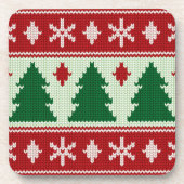 Evergreens & Snowflakes Knit Getränkeuntersetzer (Vorderseite)