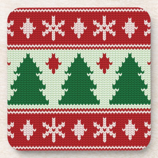 Evergreens & Snowflakes Knit Getränkeuntersetzer (Vorderseite)