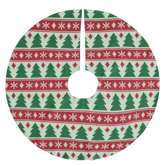 Evergreens & Snowflakes Knit Polyester Weihnachtsbaumdecke (Vorderseite)