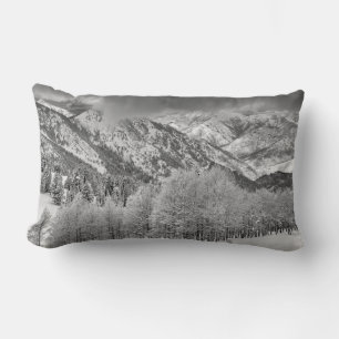 Evergreens und Aspen-Bäume in einem Schneesturm Lendenkissen