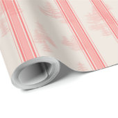 Evergreens und Mehlsack Streifen auf Korallenrosa Geschenkpapier (Rolleneckpunkt)