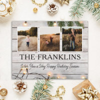 Evergreens und Rustic Wood Weihnachten Foto