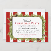 Evergreens und Stripes Virtual Christmas Party Einladung (Vorderseite)