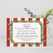 Evergreens und Stripes Virtual Christmas Party Einladung (Stehend Vorderseite)