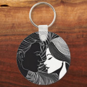 Everlasting Kiss: Schwarz-Weiß-Silhouette-Liebhabe Schlüsselanhänger (Vorderseite)