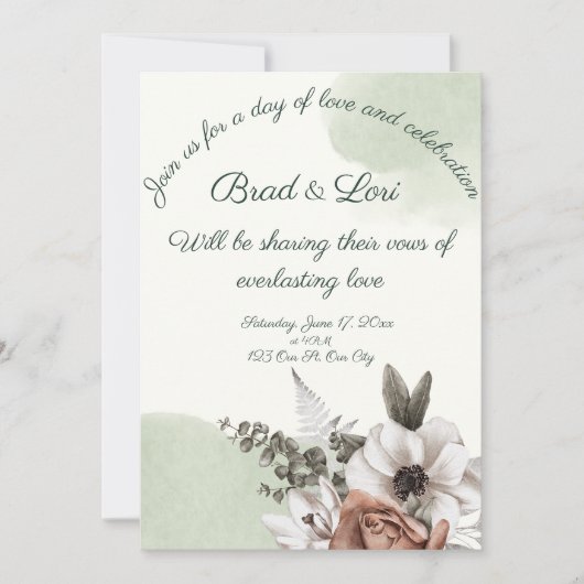 Everlasting Liebe Floral Sage Einladung (Vorderseite)