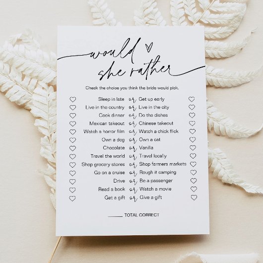 EVERLEIGEN würde sie eher Brautparty Game Card Einladung