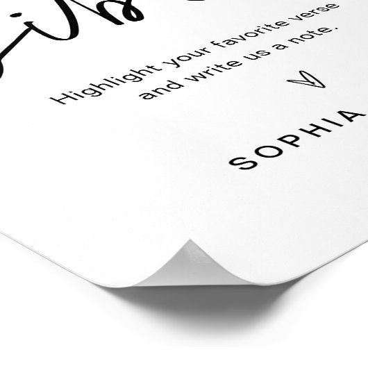 EVERLEIGH Bible Guest Book Wedding Sign Poster (Ecke)