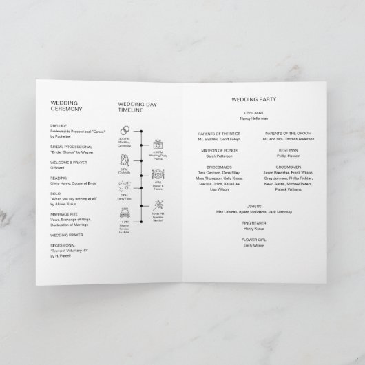 EVERLEIGH Folded Wedding Program, Order of Service Dankeskarte (Innenseite)