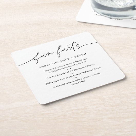EVERLEIGH Fun Fakten über Braut und Bräutigam (Set Rechteckiger Pappuntersetzer (angewinkelt)