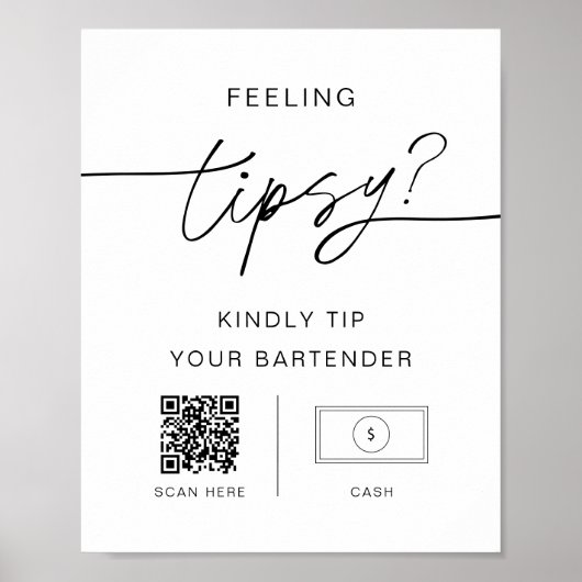 EVERLEIGH Gefühl Tipsy Sign, Venmo Cashapp Tipp Poster (Vorne)