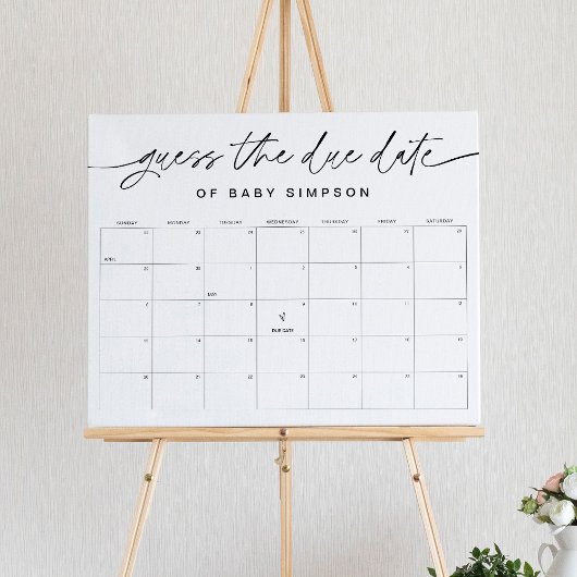 EVERLEIGH Guess Due Date Baby Shower Game 16x20 Poster