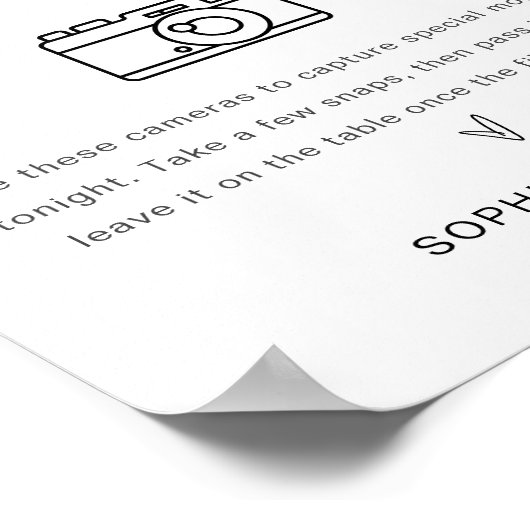 EVERLEIGH Oh Snap Disposable Camera Wedding-Zeiche Poster (Ecke)