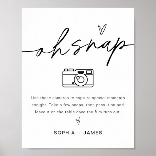 EVERLEIGH Oh Snap Disposable Camera Wedding-Zeiche Poster (Vorne)