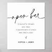 EVERLEIGH Open Bar Wedding Sign Poster (Vorne)