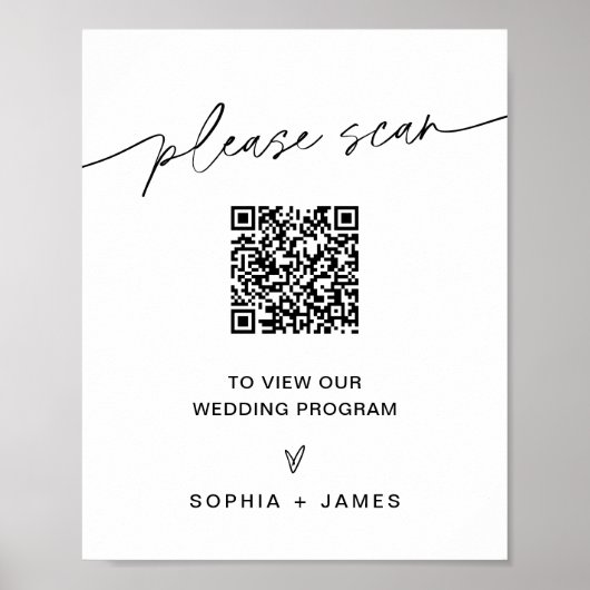 EVERLEIGH QR Code Hochzeitsprogrammsignatur Poster (Vorne)