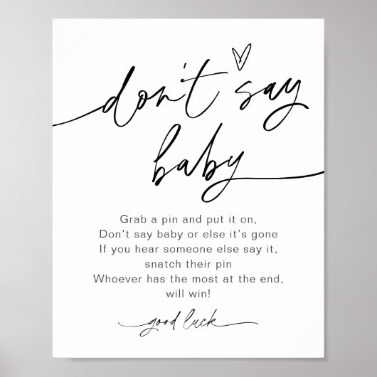 EVERLEIGH Sage kein Baby Game Sign Poster (Vorne)