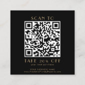 EVERLY Art Deco Black and Gold QR Code Thank You Rabattkarte (Rückseite)