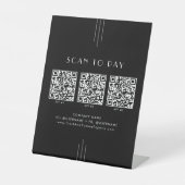 EVERLY Art Deco Black Business QR Code Scan To Pay Sockelschild (Vorderseite)