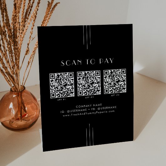 EVERLY Art Deco Black Business QR Code Scan To Pay Sockelschild