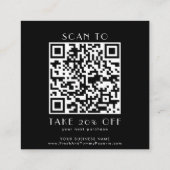 EVERLY Art Deco Black Business QR Code Thank You Rabattkarte (Rückseite)