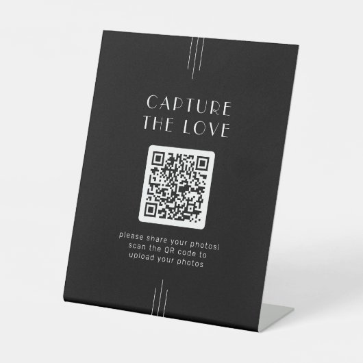 EVERLY Art Deco Black Capture the Liebe Wedding Sockelschild (Vorderseite)