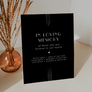 EVERLY Art Deco Black in Love Memory Hochzeit Sockelschild