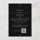 EVERLY Art Deco Black QR Code Hochzeitsdetails Begleitkarte (Vorderseite)