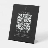 EVERLY Art Deco Black Restaurant Menu QR Code Sockelschild (Vorderseite)