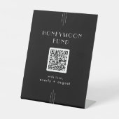 EVERLY Art Deco Black Wedding Honeymoon Fund Sockelschild (Vorderseite)