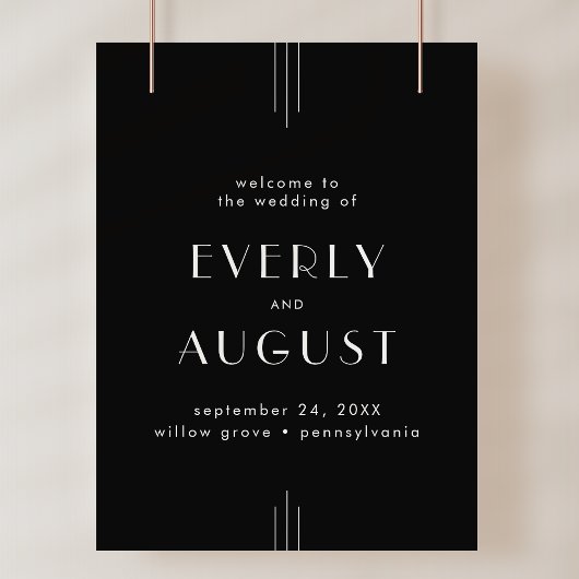 EVERLY Art Deco Black Wedding Welcome Sign Poster
