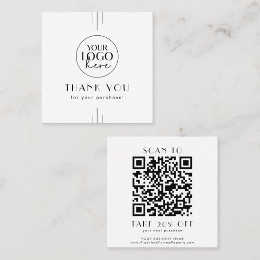 EVERLY Art Deco Business Logo QR Code Thank You Rabattkarte (Vorne/Hinten)